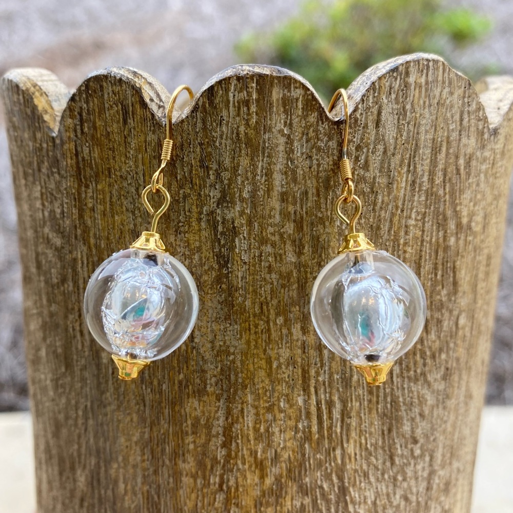 Handmade Clear Acrylic Bead Drop Earrings